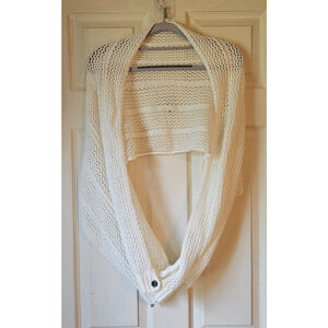 Charlotte Russe White Open Knit Button Front Convertible Shrug Wrap Sweater